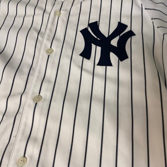 Russell Athletic NY Yankees pin striped Rodriguez short sleeve jersey SIZE L - Picture 2 of 5